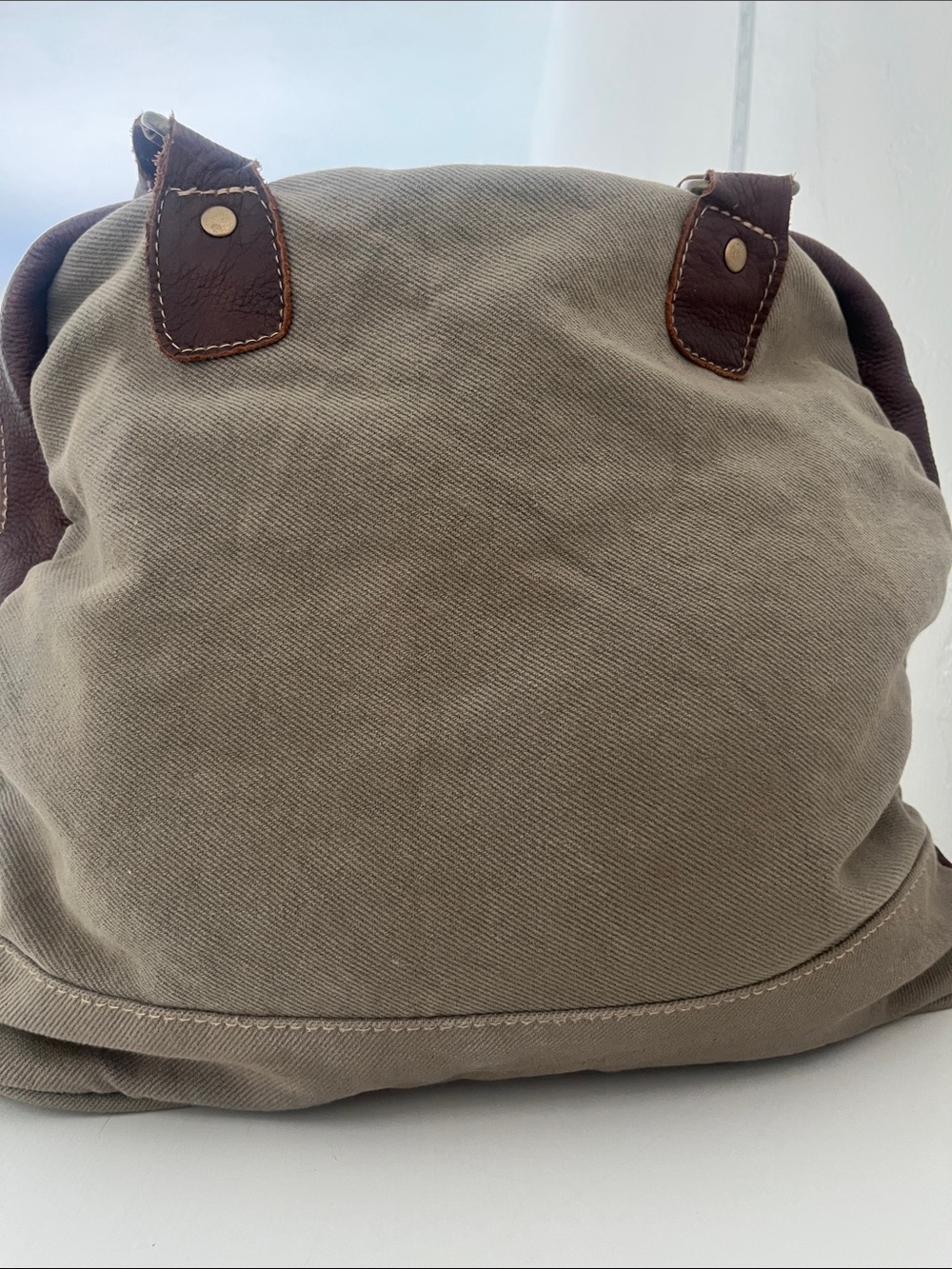 Myra Bag Brown Leather Messenger with Printed Lining and long handles - Picture 5 of 6